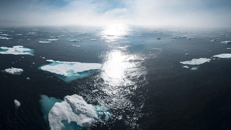 An open body of water somewhere in the Arctic.