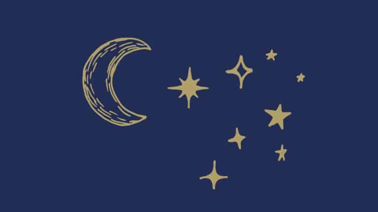 A drawn moon and stars.