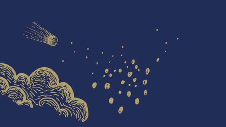 Clouds and Stars on a dark blue background.