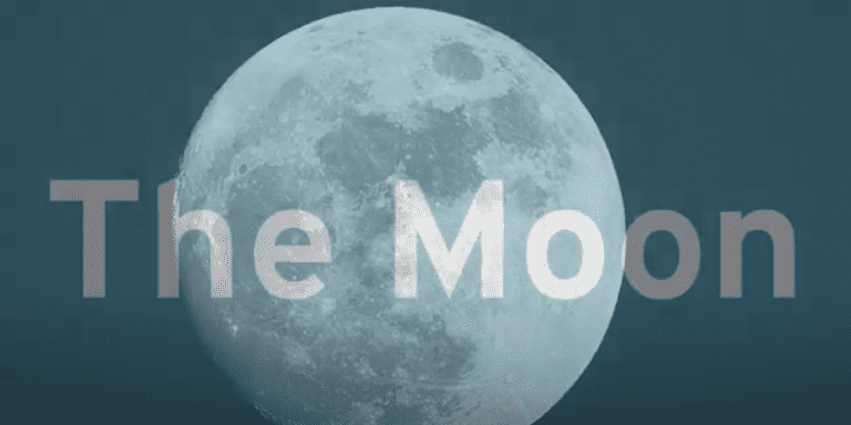 The moon with the words "The Moon" fading onto the image.
