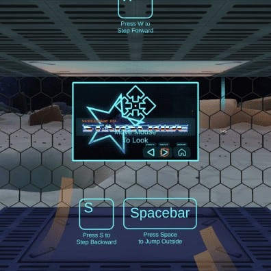 The beginning interface of the game StarScribe, designed by Brandon Bunnie.